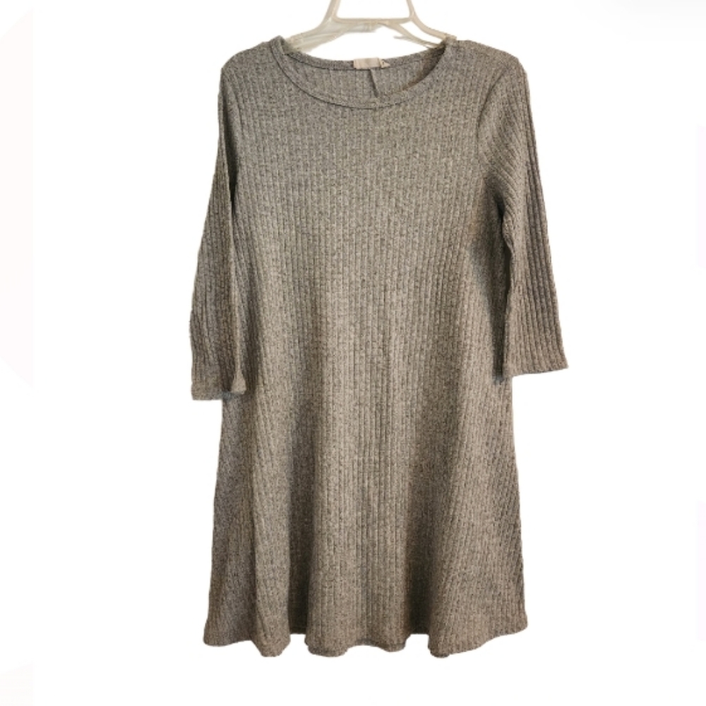 FOREVER ROSE RIBBED FIT AND FLARE 3/4 SLEEVE SHIRT DRESS SZ XL
